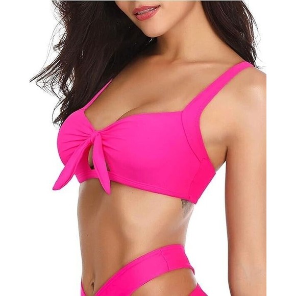 Tempt Me Women Bikini Tops Push Up Swim Top Front Tie Knot Bathing Suit Top S - Picture 3 of 5